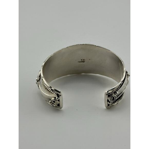 Sonoran Gold Turquoise Cuff Bracelet by Darrell Morgan Sterling Navajo 46 Grams - Picture 6 of 9